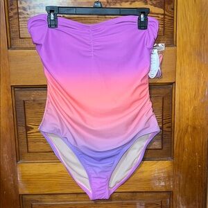 NWT Mynah Swimsuit One Piece Size Large Removable Strap Sangria Sunset